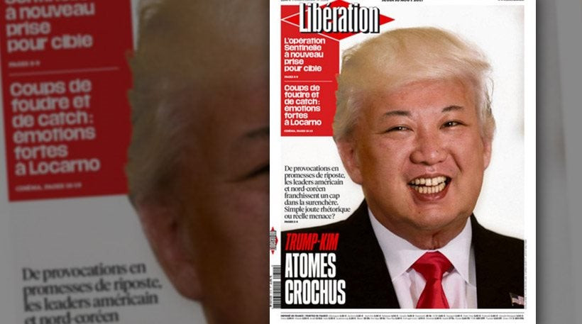 To ευφάνταστο πρωτοσέλιδο της Liberation για το πολεμικό κλίμα μεταξύ ΗΠΑ και Βόρειας Κορέας